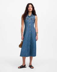 Pleated Midi Shirtdress in Billings Wash: Airy Denim Edition BILLINGS WASH