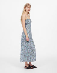 Ruched Sweetheart Sleeveless Midi Dress in Floral STELLA FLORAL PERI