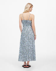 Ruched Sweetheart Sleeveless Midi Dress in Floral STELLA FLORAL PERI
