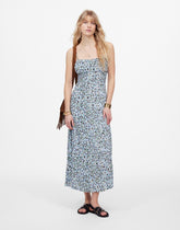 Ruched Sweetheart Sleeveless Midi Dress in Floral STELLA FLORAL PERI