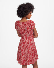 Ruched Scoopneck Mini Dress in Floral HARPER FLORAL RED WHITE