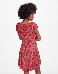 Ruched Scoopneck Mini Dress in Floral HARPER FLORAL RED WHITE
