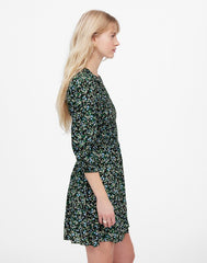 Smocked Mini Dress in Floral MEADOW DITSY BLACK