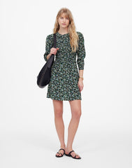 Smocked Mini Dress in Floral MEADOW DITSY BLACK