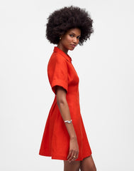 The Perry Mini Shirtdress in 100% Linen BRIGHT FLAME