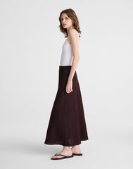 Maxi Slip Skirt in Linen COCOA