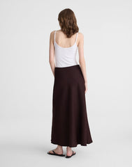 Maxi Slip Skirt in Linen COCOA