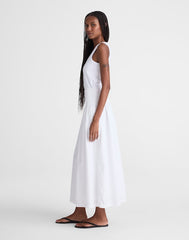Smocked-Waist Midi Skirt in Poplin WHITE