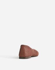 The Mylie Ballet Flat in Handwoven Leather CHERRY WOOD