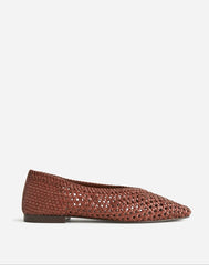 The Mylie Ballet Flat in Handwoven Leather CHERRY WOOD