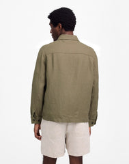 Linen Zip-Front Shirt Jacket PRESSED SAGE