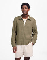 Linen Zip-Front Shirt Jacket PRESSED SAGE