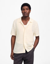 Jacquard-Knit Short-Sleeve Button-Up Shirt ANTIQUE CREAM