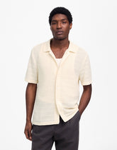 Jacquard-Knit Short-Sleeve Button-Up Shirt ANTIQUE CREAM