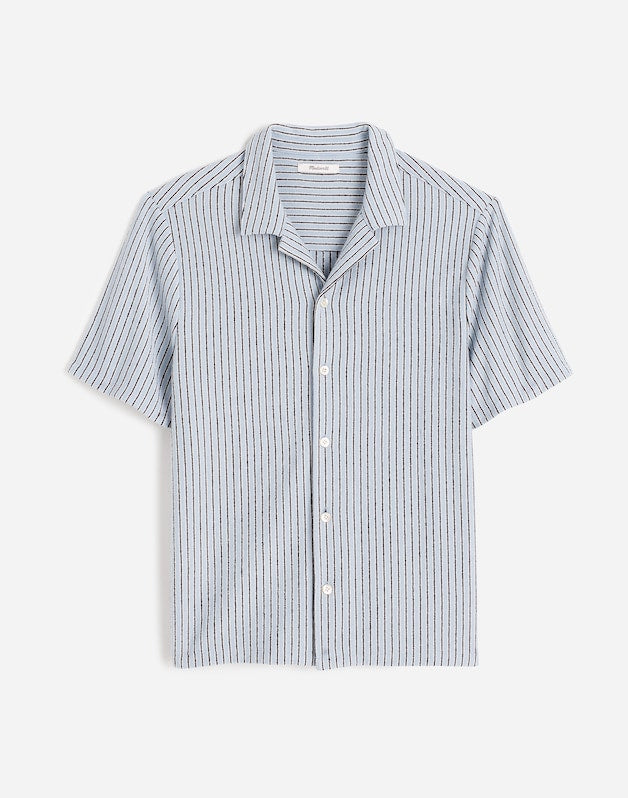 The Textured Knit Camp-Collar Shirt FEATHER BLUE