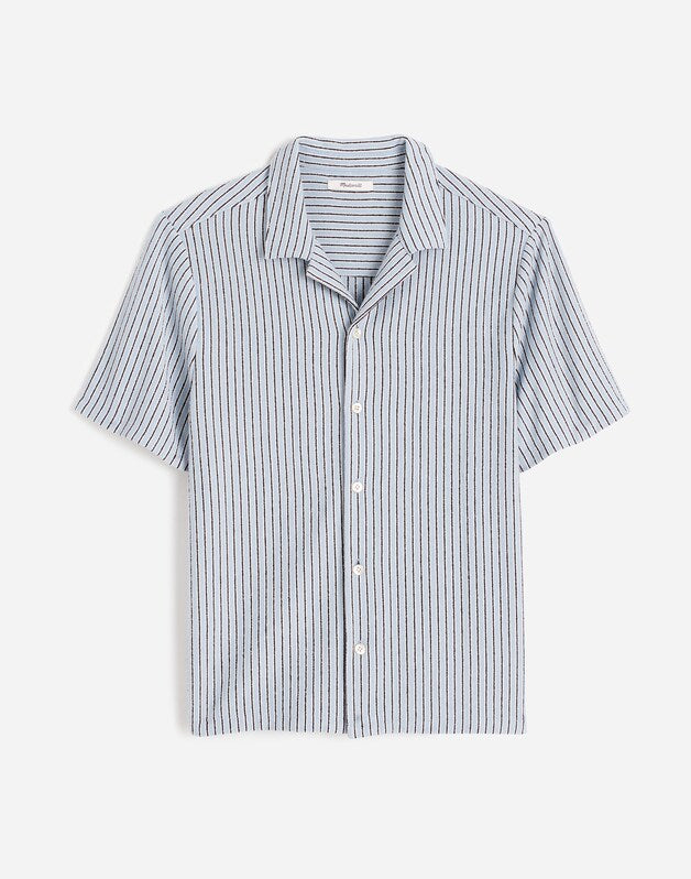 The Textured Knit Camp-Collar Shirt FEATHER BLUE