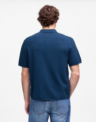 Tuck-Stitch Button-Up Sweater Polo TRUE INDIGO