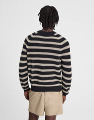 Mesh-Knit Crewneck Sweater in Lightweight Cotton-Linen Blend DARK NAVY