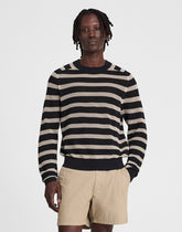 Mesh-Knit Crewneck Sweater in Lightweight Cotton-Linen Blend DARK NAVY