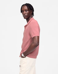 Diamond Pointelle-Stitch Sweater Polo WEATHERED BERRY