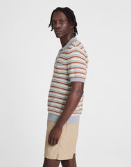 Three-Button Sweater Polo in Cotton-Linen Blend SOLSTICE