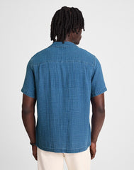 Indigo-Dyed Short-Sleeve Button-Up Shirt LIGHT INDIGO GAUZE