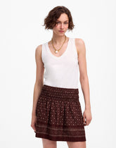 Ruffled Mini Skirt in Paisley Cotton Voile DUSTY PLUM