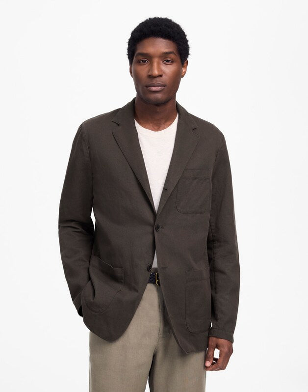 Unstructured Blazer in Cotton-Linen Blend SOFT CHARCOAL