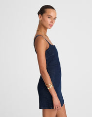 Denim Squareneck Romper in Briant Wash BRIANT WASH