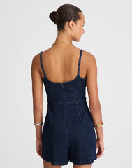 Denim Squareneck Romper in Briant Wash BRIANT WASH