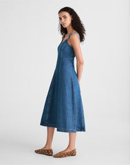 Denim Scoopneck Midi Dress CAMBY WASH