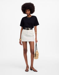 Raw-Hem Mini Skirt in Pure White PURE WHITE