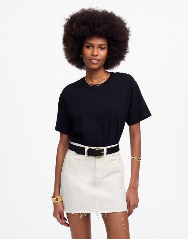 Raw-Hem Mini Skirt in Pure White PURE WHITE