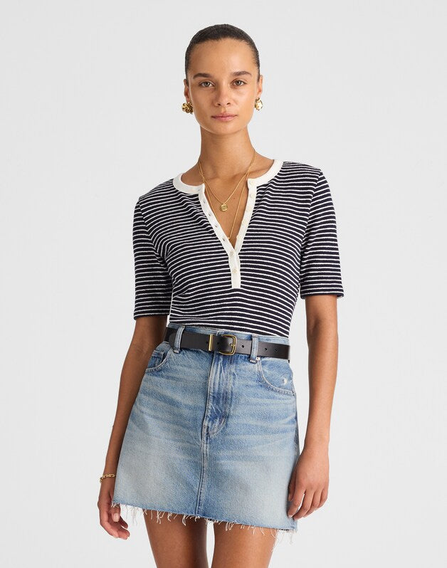 Raw-Hem Denim Mini Skirt in Kelleyville Wash KELLEYVILLE WASH