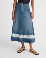 Shibori Denim A-Line Midi Skirt SHIBORI WASH