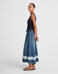 Shibori Denim A-Line Midi Skirt SHIBORI WASH