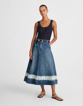Shibori Denim A-Line Midi Skirt SHIBORI WASH