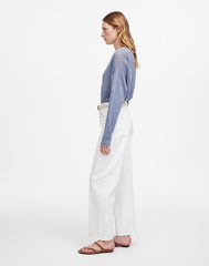 Pieced Barrel-Leg Jeans in Tile White TILE WHITE