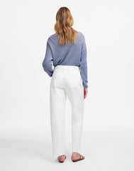 Pieced Barrel-Leg Jeans in Tile White TILE WHITE