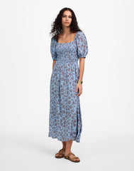Smocked Puff-Sleeve Dress in Floral SAYLOR FLORAL LIGHT POOL