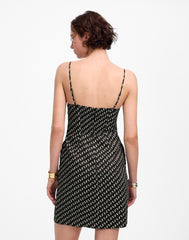 High-Neck Mini Dress in Dot SOFT CHARCOAL