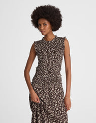 Smocked Sleeveless Midi Dress CARISSA PRINT