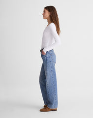 Pieced Barrel-Leg Jeans in Rockcastle Wash ROCKCASTLE WASH
