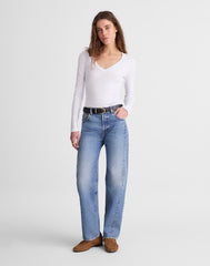 Pieced Barrel-Leg Jeans in Rockcastle Wash ROCKCASTLE WASH