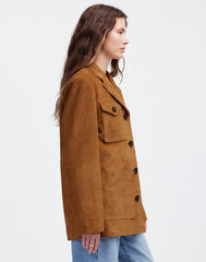 Long Chore Blazer in Suede AGED COGNAC