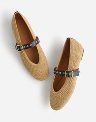 The Remy Mary Jane Flat in Straw NATURAL MULTI