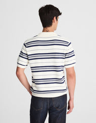 Striped Johnny-Collar Sweater Polo VINTAGE IVORY