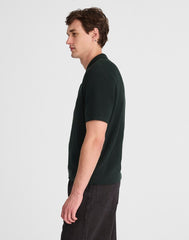 Tuck-Stitch Button-Up Sweater Polo DARK BOTTLE