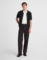 Tuck-Stitch Button-Up Sweater Polo DARK BOTTLE