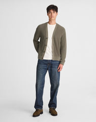 Cotton Shaker-Stitch Cardigan PRESSED SAGE